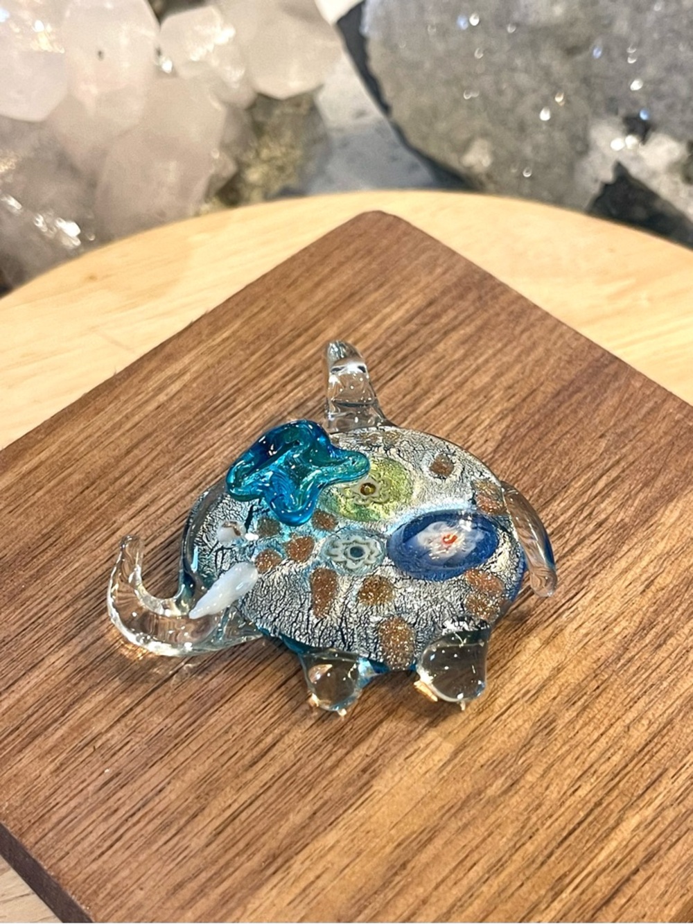 🌑Millefiori Style Lampwork Glass Elephant Animal Pendant🌑
